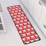 White And Red Spartan Pattern Print Long Kitchen Mat