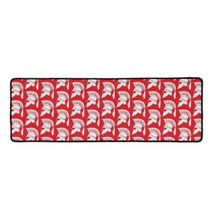 White And Red Spartan Pattern Print Long Kitchen Mat