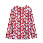 White And Red Spartan Pattern Print Long Sleeve Short Coat