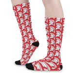 White And Red Spartan Pattern Print Long Socks