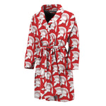 White And Red Spartan Pattern Print Men's Bathrobe