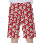 White And Red Spartan Pattern Print Men's Beach Shorts