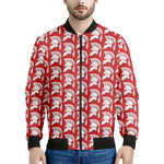 White And Red Spartan Pattern Print Men's Bomber Jacket