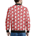 White And Red Spartan Pattern Print Men's Bomber Jacket