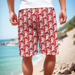 White And Red Spartan Pattern Print Men's Cargo Shorts