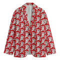 White And Red Spartan Pattern Print Men's Cotton Blazer