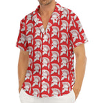 White And Red Spartan Pattern Print Men's Deep V-Neck Shirt