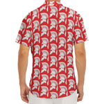 White And Red Spartan Pattern Print Men's Deep V-Neck Shirt