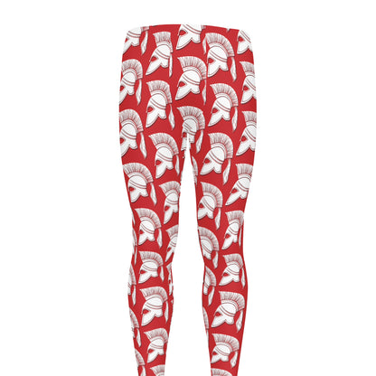 White And Red Spartan Pattern Print Men's leggings