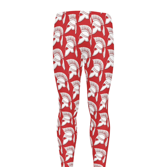 White And Red Spartan Pattern Print Men's leggings
