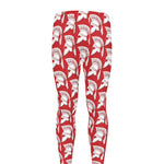 White And Red Spartan Pattern Print Men's leggings