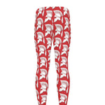 White And Red Spartan Pattern Print Men's leggings