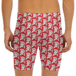 White And Red Spartan Pattern Print Men's Long Boxer Briefs