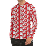 White And Red Spartan Pattern Print Men's Long Sleeve Rash Guard