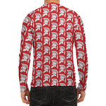 White And Red Spartan Pattern Print Men's Long Sleeve Rash Guard