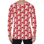 White And Red Spartan Pattern Print Men's Long Sleeve T-Shirt