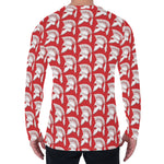 White And Red Spartan Pattern Print Men's Long Sleeve T-Shirt