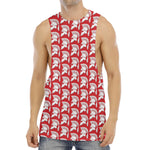 White And Red Spartan Pattern Print Men's Muscle Tank Top