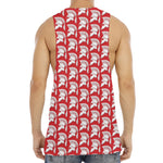 White And Red Spartan Pattern Print Men's Muscle Tank Top