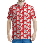White And Red Spartan Pattern Print Men's Polo Shirt