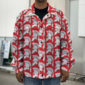 White And Red Spartan Pattern Print Men's Shirt Jacket