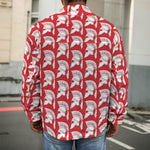 White And Red Spartan Pattern Print Men's Shirt Jacket