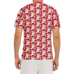 White And Red Spartan Pattern Print Men's Short Sleeve Rash Guard