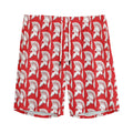 White And Red Spartan Pattern Print Men's Athletic Shorts