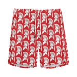 White And Red Spartan Pattern Print Men's Sports Shorts