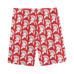 White And Red Spartan Pattern Print Men's Sports Shorts