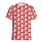 White And Red Spartan Pattern Print Men's Sports T-Shirt
