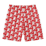 White And Red Spartan Pattern Print Men's Swim Trunks