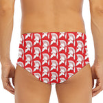 White And Red Spartan Pattern Print Men's Triangle Swim Briefs