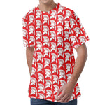White And Red Spartan Pattern Print Men's Velvet T-Shirt