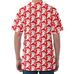 White And Red Spartan Pattern Print Men's Velvet T-Shirt