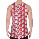 White And Red Spartan Pattern Print Men's Velvet Tank Top