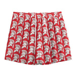 White And Red Spartan Pattern Print Mesh Shorts