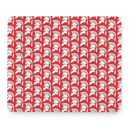 White And Red Spartan Pattern Print Mouse Pad