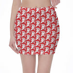 White And Red Spartan Pattern Print Pencil Mini Skirt