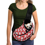 White And Red Spartan Pattern Print Pet Sling Carrier