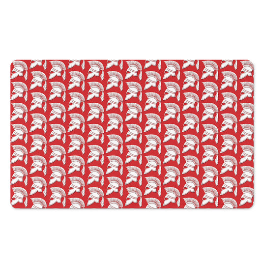White And Red Spartan Pattern Print Polyester Doormat