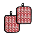 White And Red Spartan Pattern Print Pot Holders