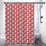 White And Red Spartan Pattern Print Premium Shower Curtain