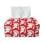 White And Red Spartan Pattern Print Rectangle Tissue Box Cover