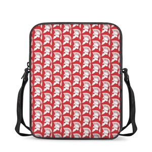 White And Red Spartan Pattern Print Rectangular Crossbody Bag