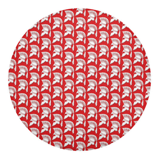 White And Red Spartan Pattern Print Round Blanket