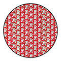 White And Red Spartan Pattern Print Round Floor Mat