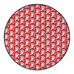 White And Red Spartan Pattern Print Round Floor Mat