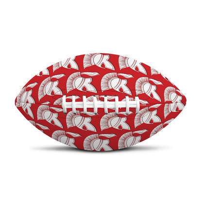 White And Red Spartan Pattern Print Rugby Ball