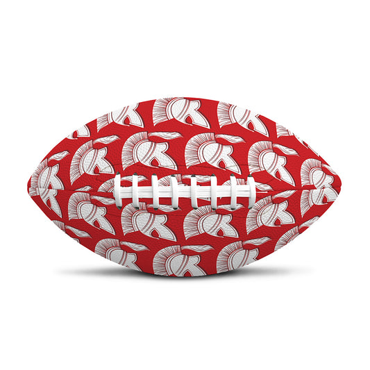 White And Red Spartan Pattern Print Rugby Ball